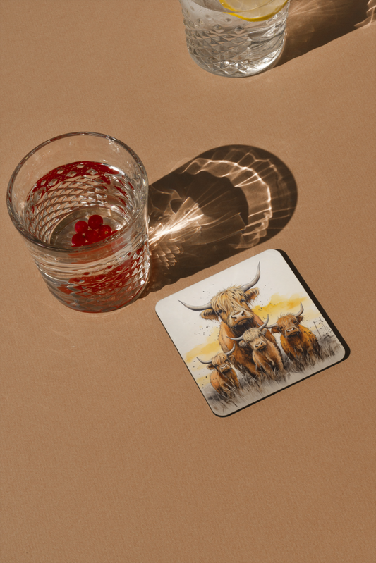 Meadow Cows by Sunrise Coaster/ Coaster Set